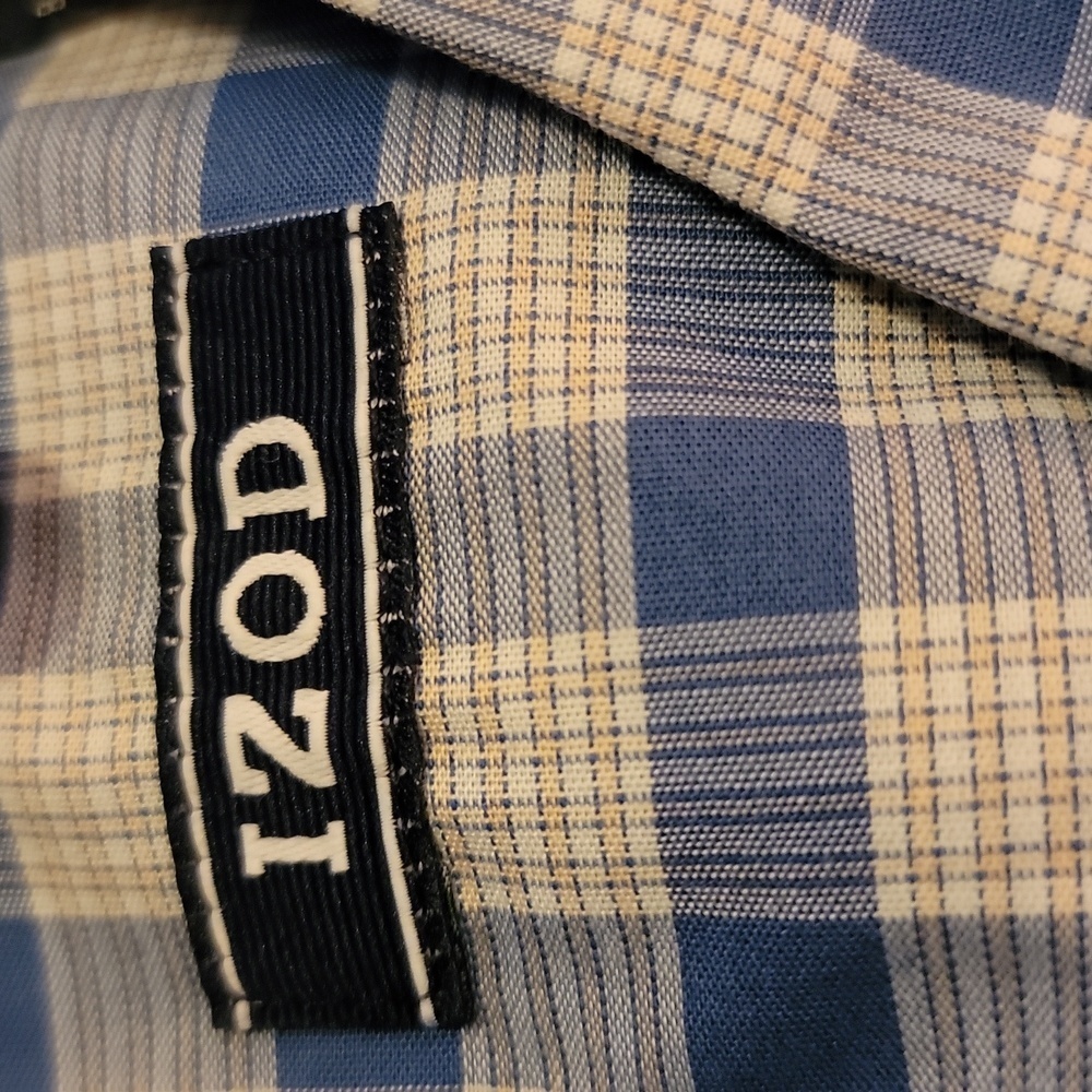 Izod Blue and White Casual Button Down Shirt - Picture 3 of 4